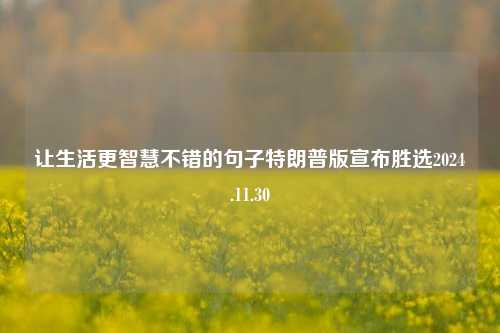 让生活更智慧不错的句子特朗普版宣布胜选2024.11.30