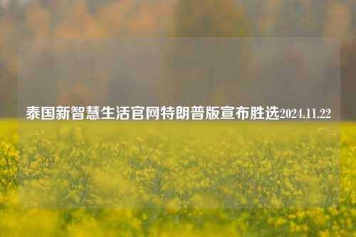 泰国新智慧生活官网特朗普版宣布胜选2024.11.22