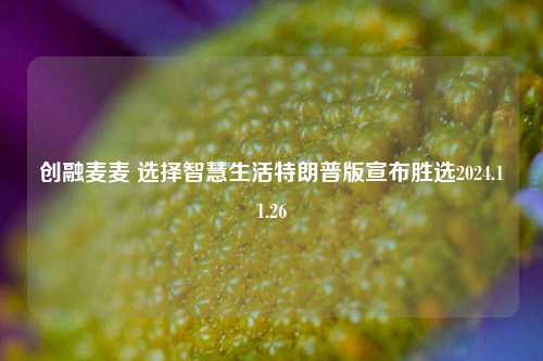 创融麦麦 选择智慧生活特朗普版宣布胜选2024.11.26