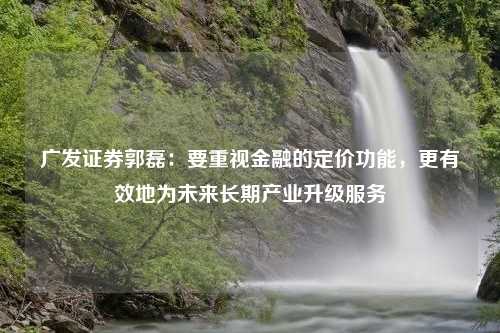 广发证券郭磊：要重视金融的定价功能，更有效地为未来长期产业升级服务