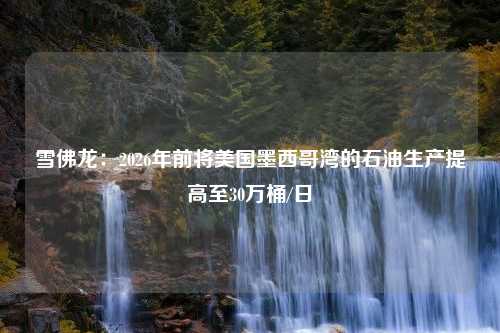 雪佛龙：2026年前将美国墨西哥湾的石油生产提高至30万桶/日